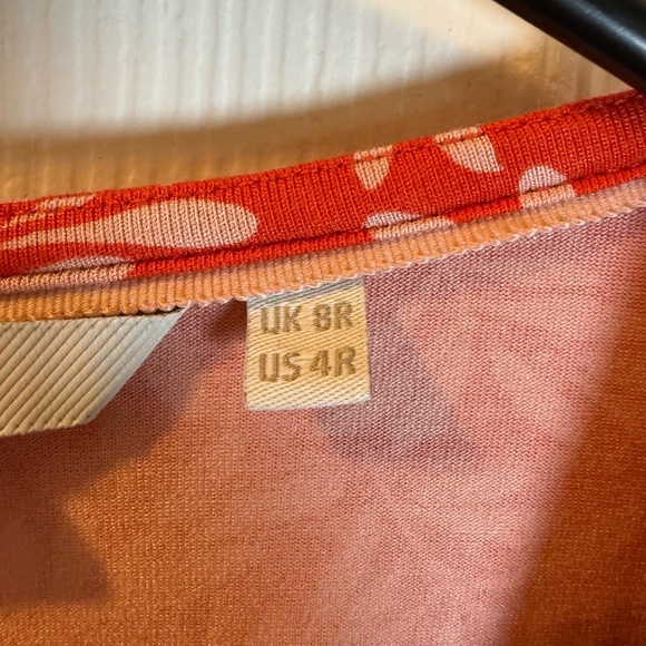 Boden Women’s Orange Wrap Knee Length Dress with Botanical Leaf Print Stretchy - Picture 4 of 12